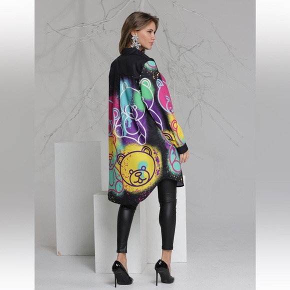 39 Fabulous Designer Fashion Printed Long Sleeves Blouse Top Dress - Picture 4 of 8